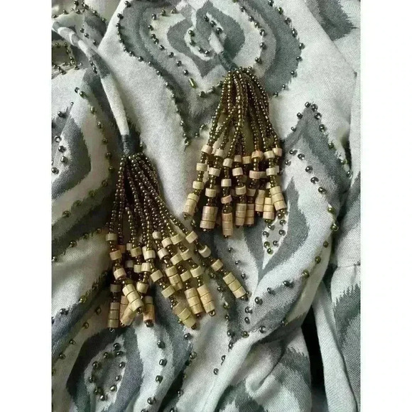 SKEMO NWOT Java Montana Short Dress Design Print Beaded With Elastic Waist Sz S - Picture 11 of 13